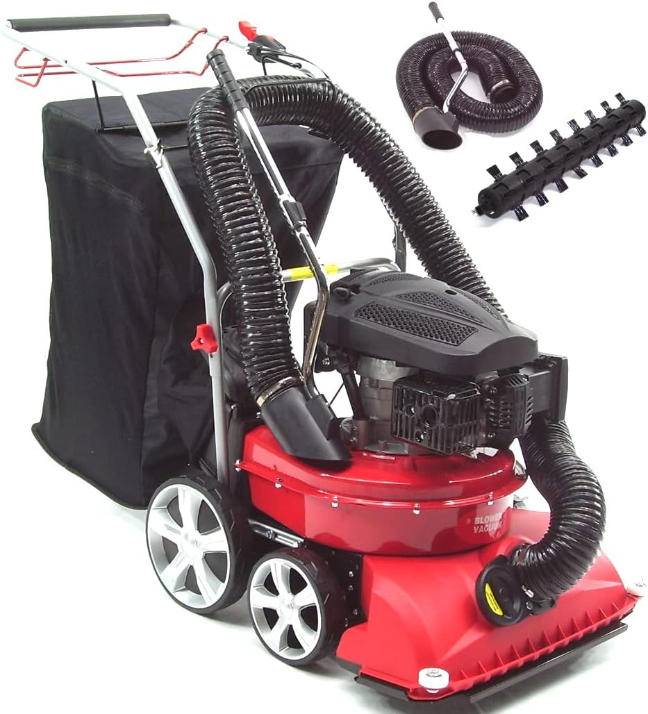 D&L Laubbläser, Schwarz, Laubsauger 4in1 fahrbar Kehrmaschine, inkl. Saugschlauch Blasschlauch Turbobürste