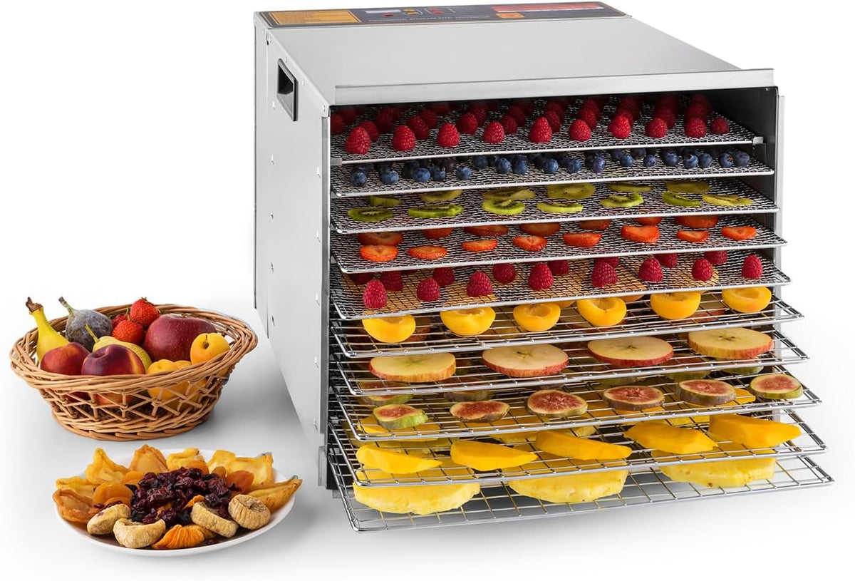 Klarstein Dörrautomaten, Silber, Fruit Jerky Pro - Dörrgerät, einzeln entnehmbar, einstellbare Temperatur, grosse Trockenfläche