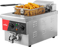 crosson Heissluftfritteuse, 3000 W, 6 L, Silber, Elektrische Fritteuse mit öl, Kommerzielle Elektrische Fritteuse aus Edelstahl