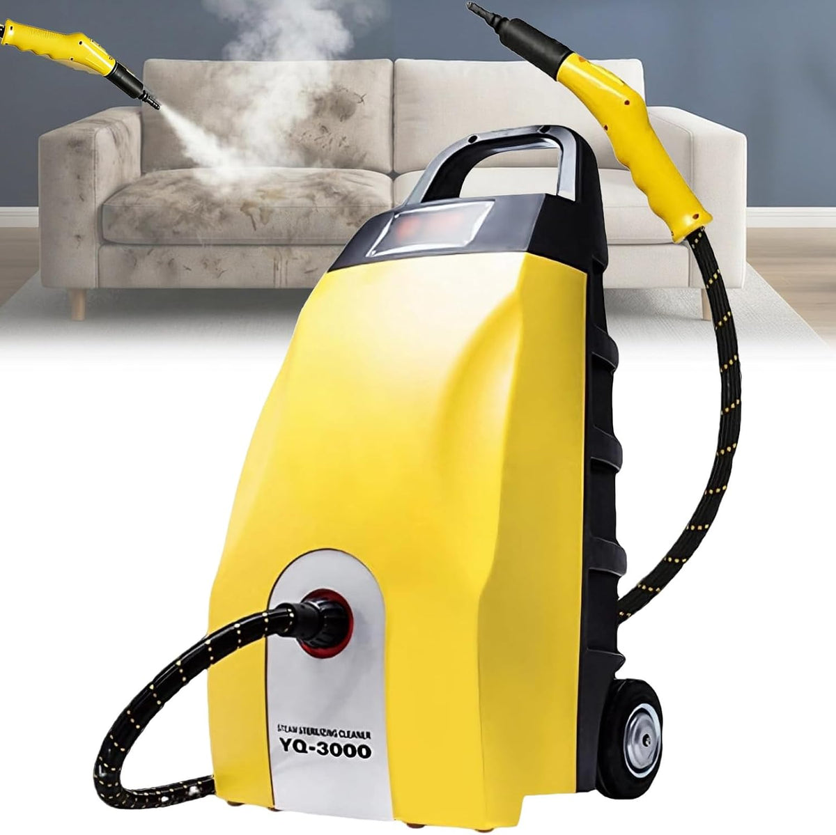 MiyKom Dampfreiniger, 5 Bar, 3,5 L, Gelb, Hochtemperatur-, Sicherer Hochleistungs- mit Automatischer Abschaltung