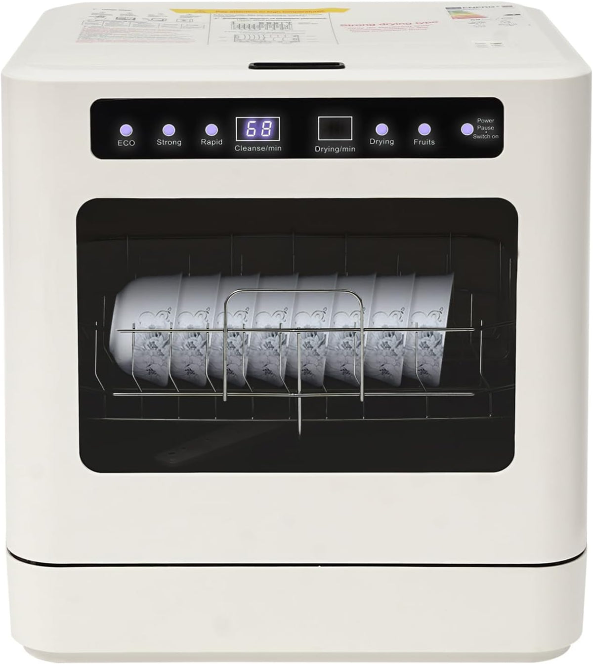 SYNCMH Geschirrspüler, 6–8 Teller oder Schüsseln, 800 W, 52 dB, ABS, PP, Legierung, Weiss