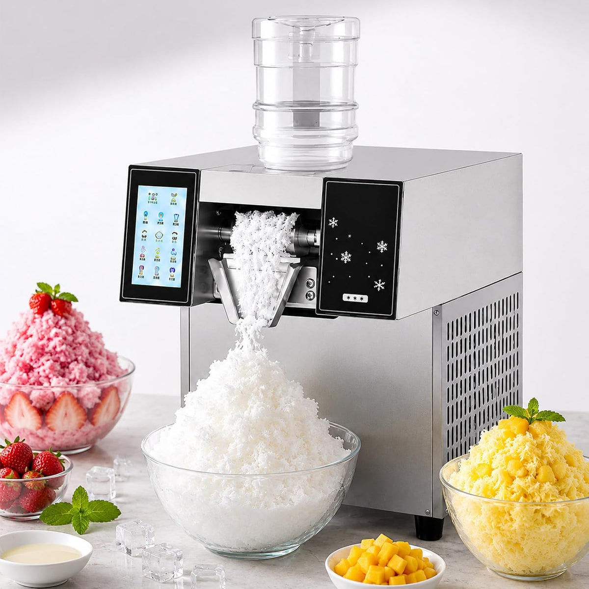 JIYINGHUI Eismaschine, ≤ 40 dB, 400 Kg, Lebensmittelecht Edelstahl 304, Grau