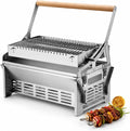 TYYZDM Holzkohlegrill, Edelstahl 304, Braun, Flip