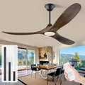 MSHENUED Deckenventilator, 152 cm, Weiss, für den Aussenbereich mit Licht, Vintage- aus Holz mit Fernbedienung, 3-Blatt-Propeller-Deckenventilatoren