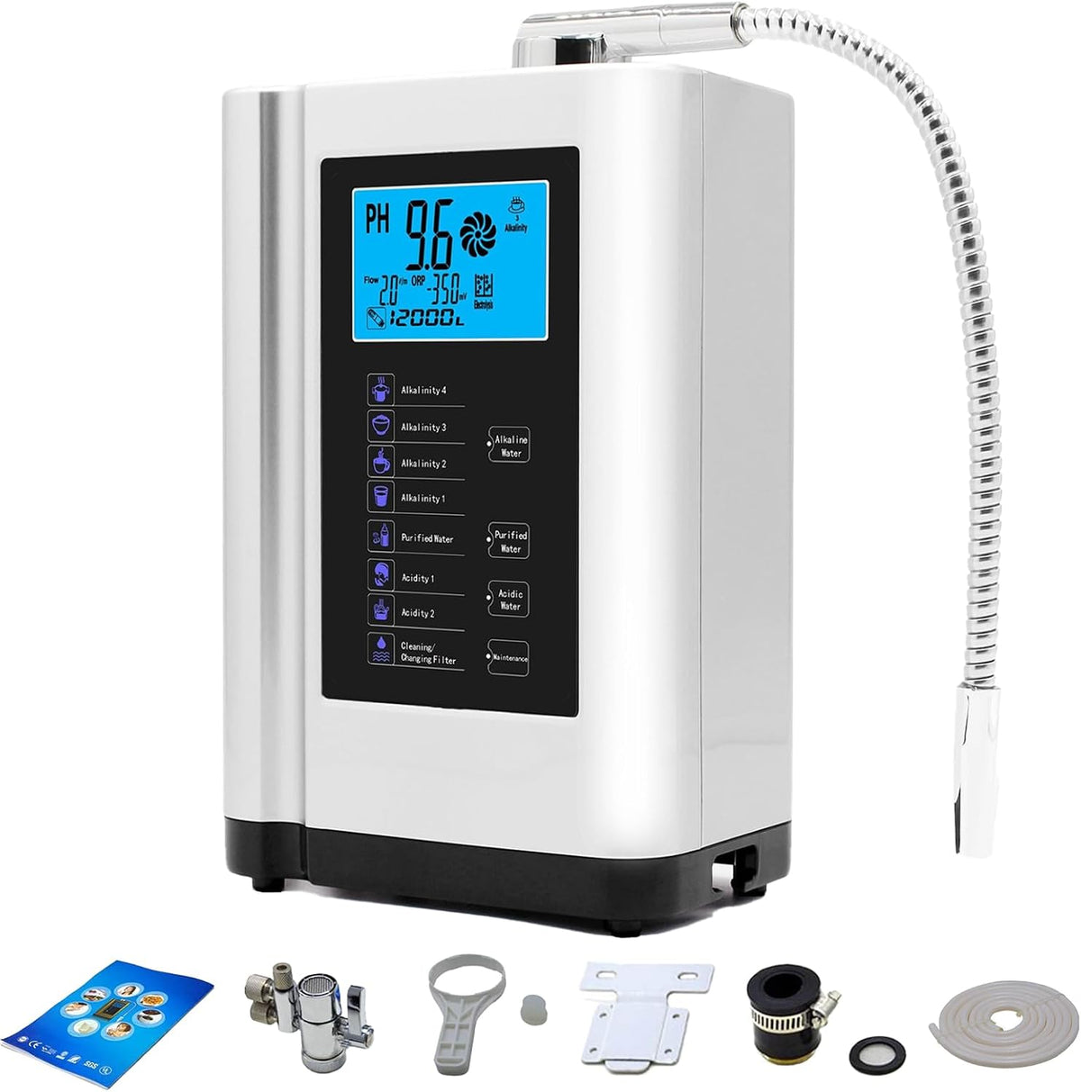 LADECNERHT Wasseraufbereiter, 8000 Liter, Weiss, Wasserionisierer Für Zuhause, Ph-Wert 3, 7 Wasserqualitätseinstellungen