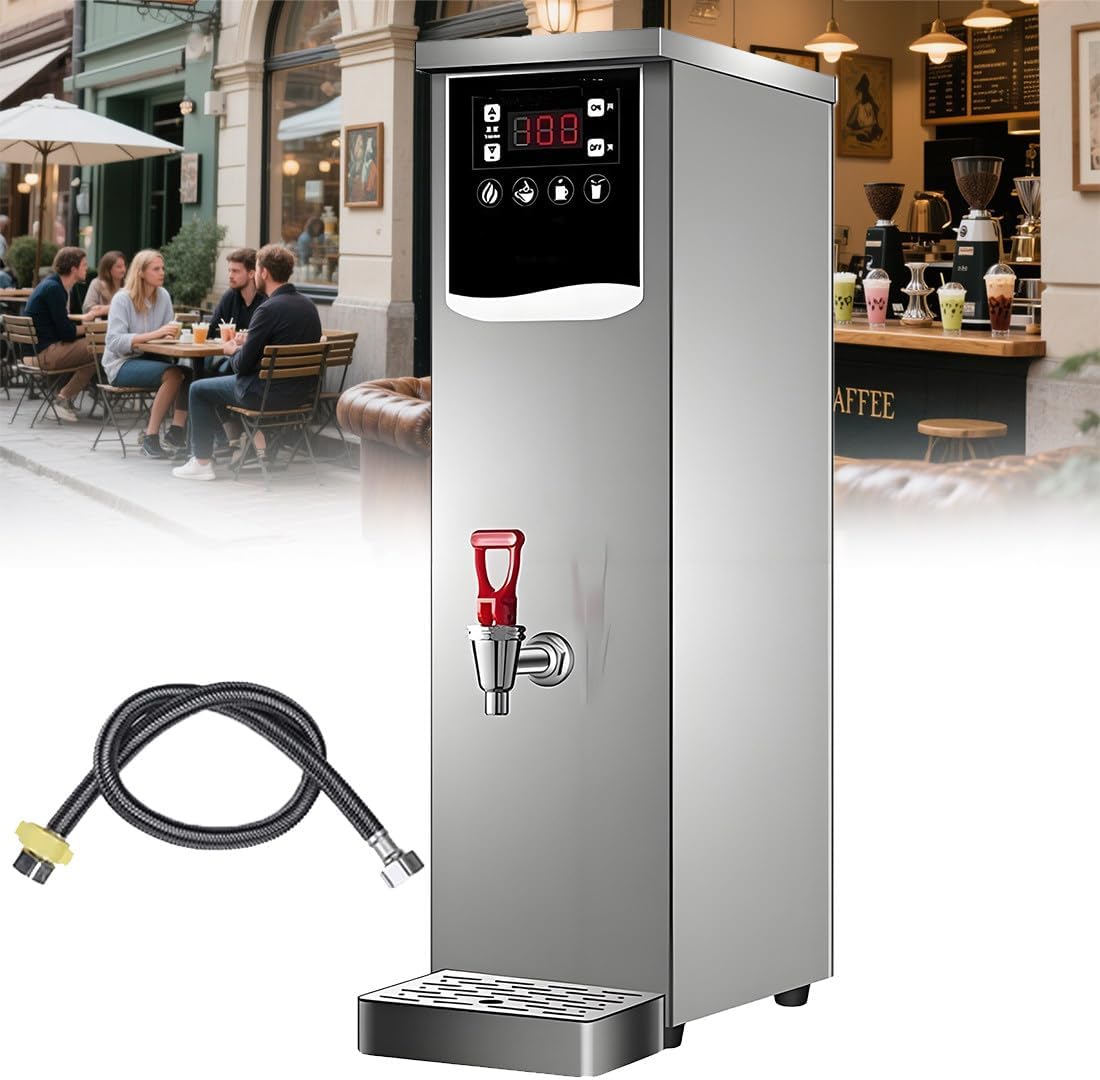 GJBMXSM Heisswasserspender, 2500 W, 20 L, Silber, Kommerzieller Wasserkocher, Elektrische Edelstahl-Heisswassergerät mit Stufenheizung