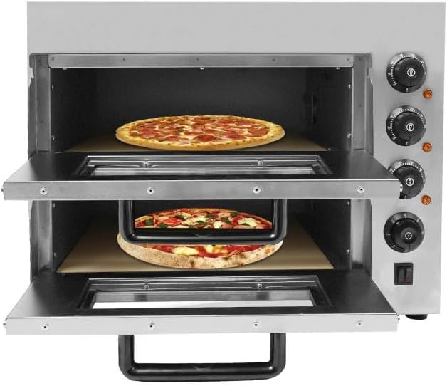 xbdgeyey Pizzaofen, 3000 W, 201 Edelstahl, Gummi, Kunststoff, Glas, Cordierit, Silber