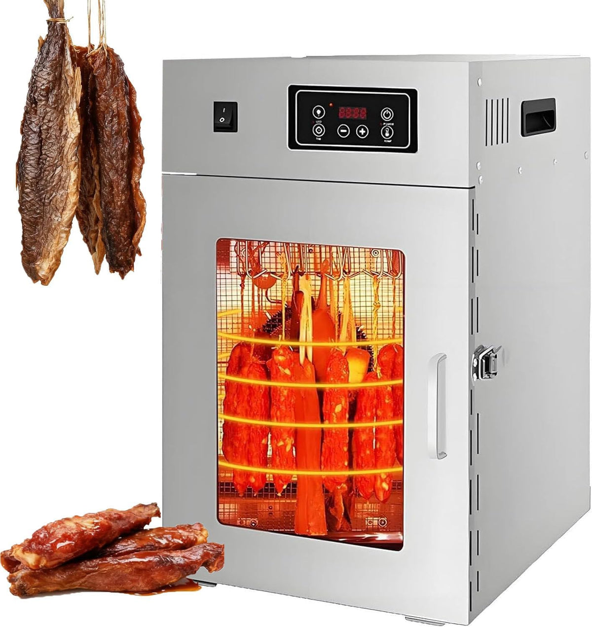 LjlXanthiper Reifeschrank, Grau, Dry Aged, Gewerblicher Fleischtrocknungs und, Grosse 14 Aufhängestangen, Temperaturregelung Von 30-90℃