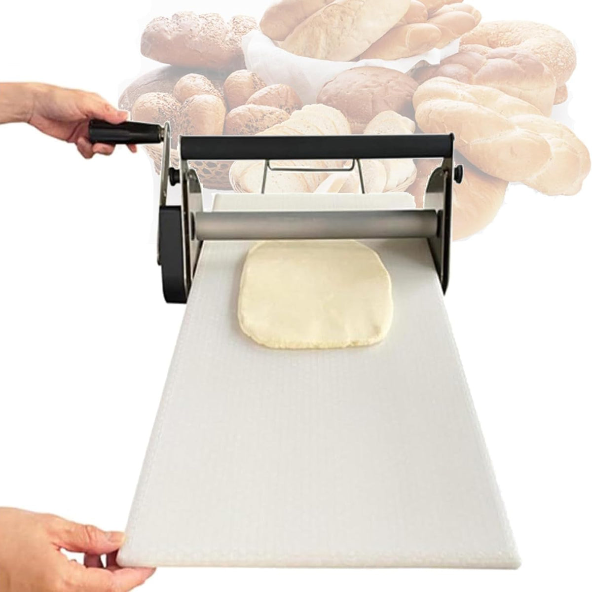 Faltbarer Monitor, Schwarz, Teigroller, verstellbare Dicke, manuelle Nudelmaschine für gewerbliche Bäckerei
