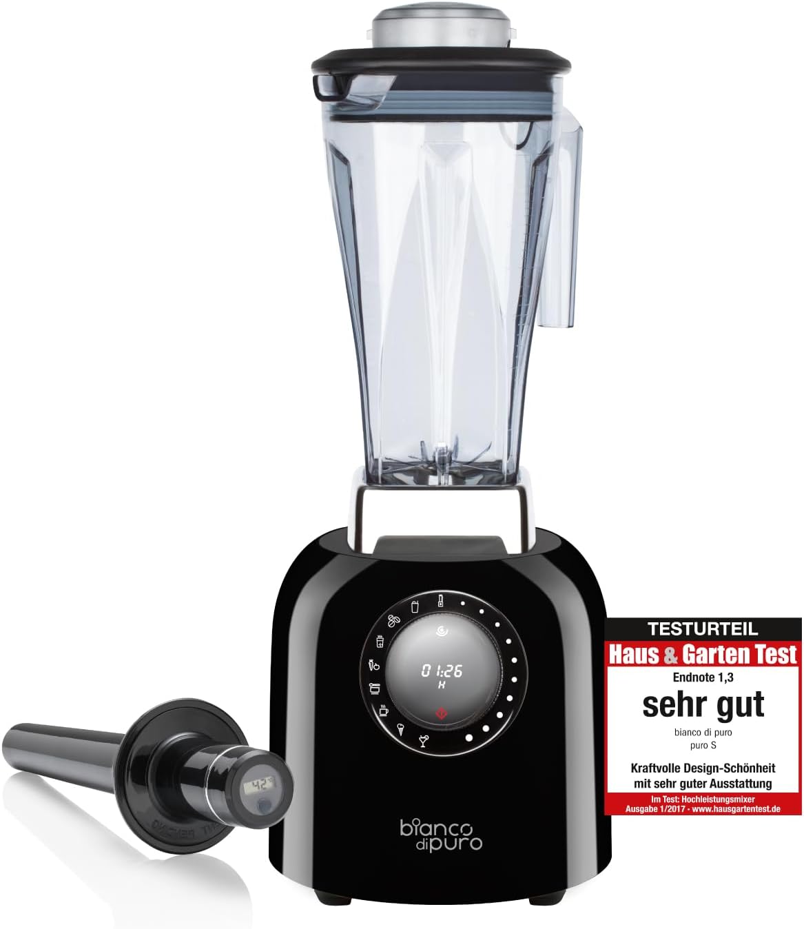 bianco di puro Standmixer, 2 Liter, Weiss/Schwarz, ® Hochleistungsmixer S Smoothie Maker 8 Mixprogramme