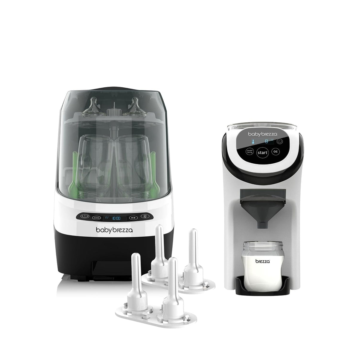 Baby Brezza Flaschenreiniger, Grau, Bottle Washer Classic & Formula Pro Mini Bundle, Kompaktes Komplettset für automatische