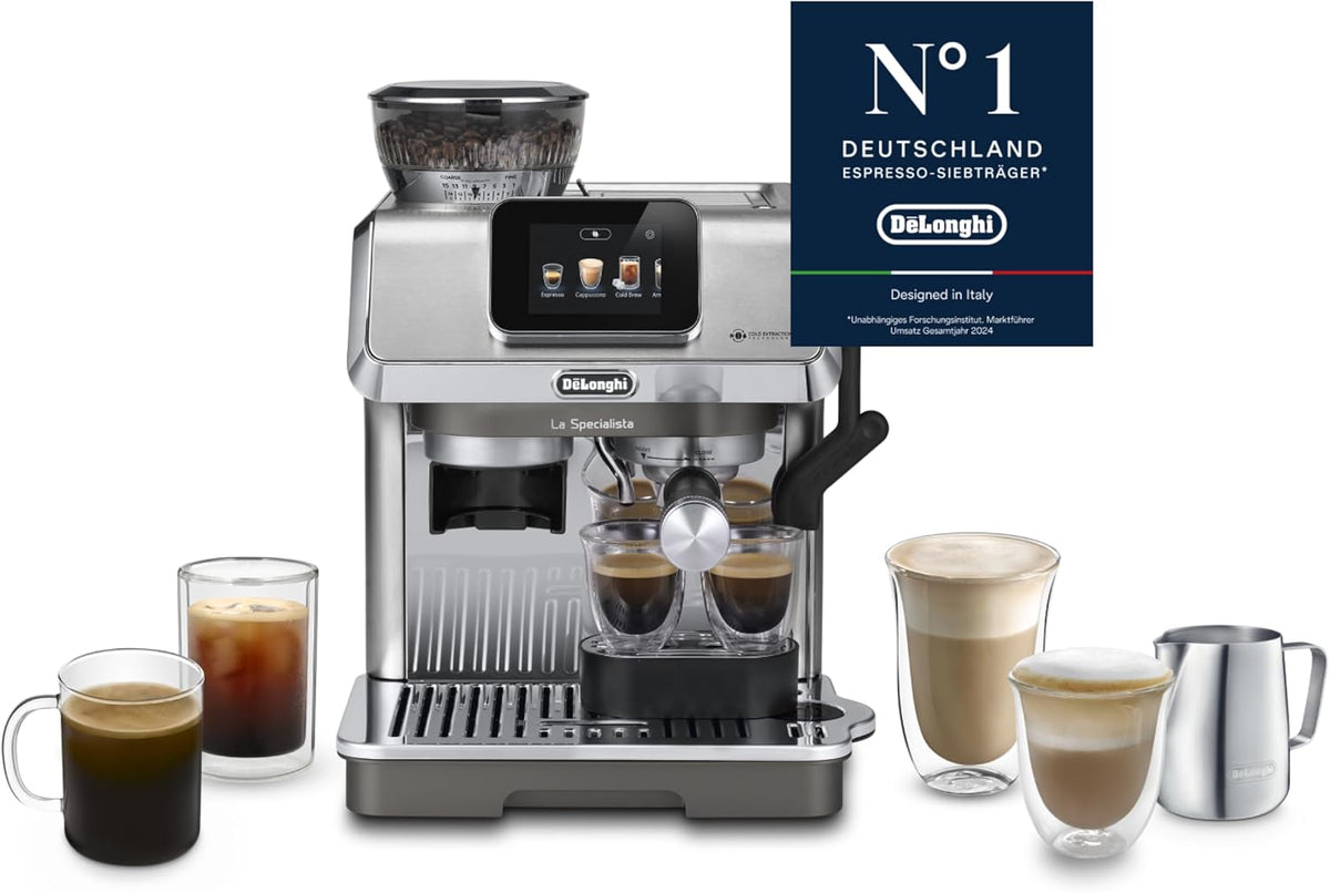 De'Longhi Kaffeemaschine, Schwarz/Silber, La Specialista Touch - Perfetto Siebträgermaschine, 10 Getränke, Cold Brew