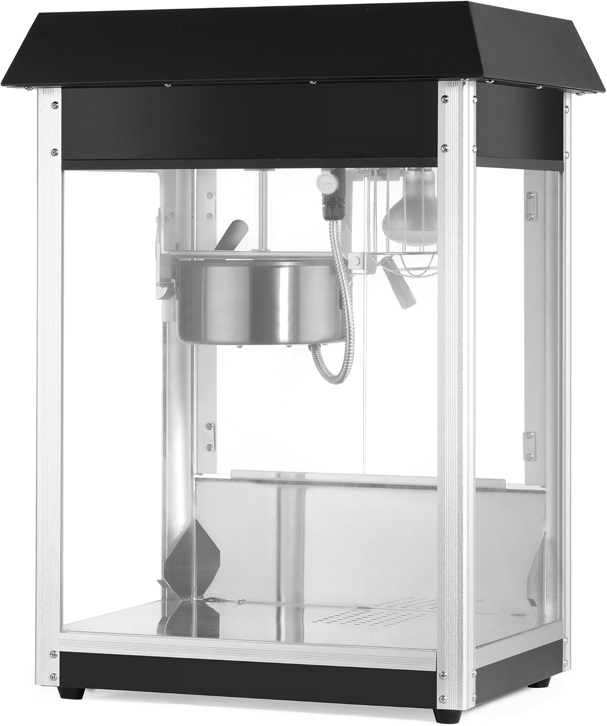 Wohnzimmerschrank HENDI, 1155 W, 760 mm, 230 V, Silber/Schwarz, Popcornmaschine, mit Schaufel, Heizpfanne mit Rührwerk