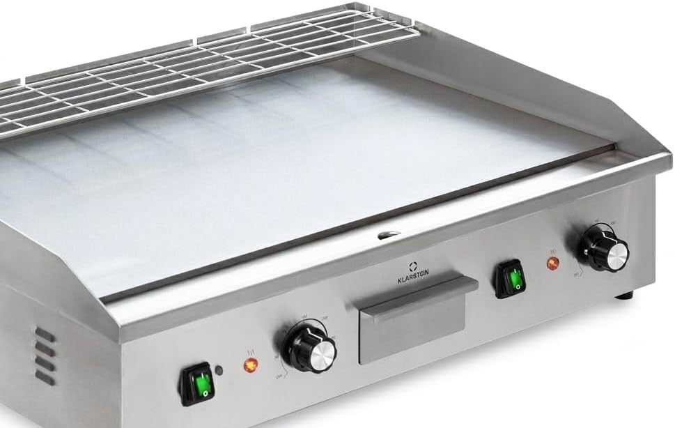 Klarstein Elektrogrill, 200 W, Silber, Tischgrill mit LED-Anzeige, für Balkon & Indoor, Edelstahl Elektro Grill