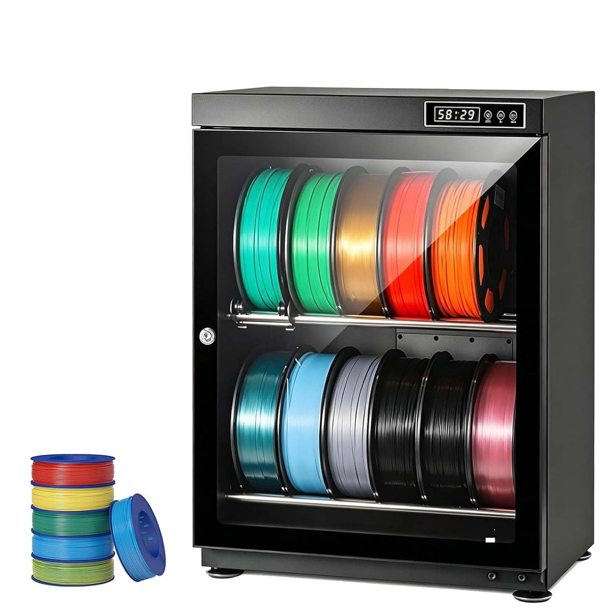 JINTVO 3D-Drucker, 1 Kg, 10 W, 70 L, Weiss, Trockenschrank Für Mehrlagige 3D-Filamente, Luftentfeuchter, Kapazität Für 10 Bis 21 Spulen À