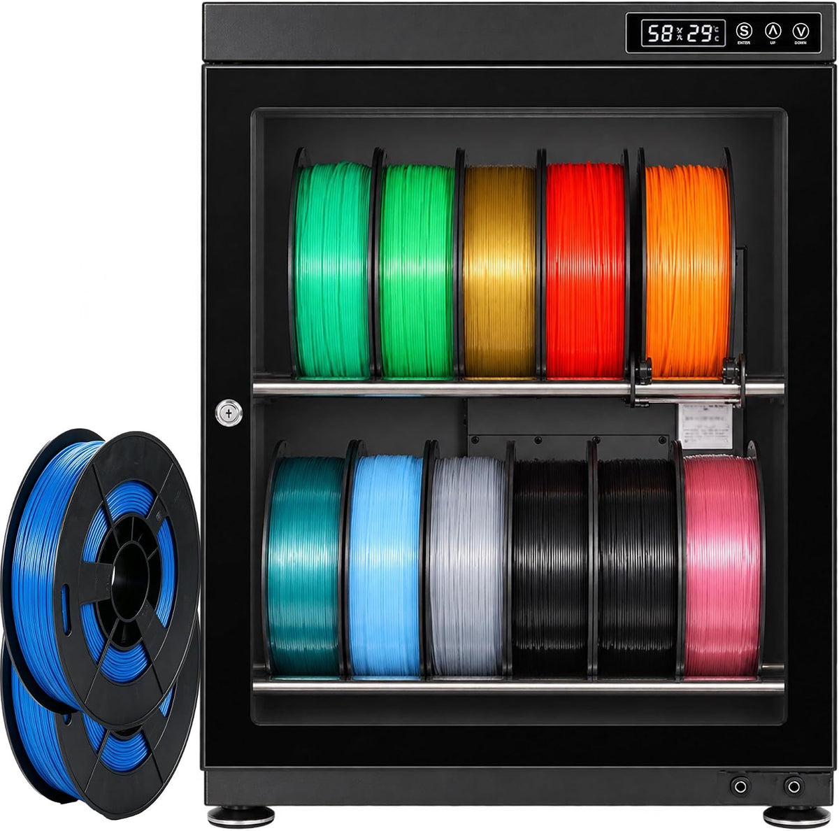BITYCOW 3D-Drucker, 4 mm, Silber, Feuchtigkeitsarme 3D-Filament-Aufbewahrung mit, Der 3D-Filament-Trockenschrank trägt bis zu 110