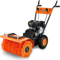 Fuxtec Schneefräse, Schwarz, Benzin Kehrmaschine FX-KM196 mit Kehrbesen und 196cc, Auffangbehälter