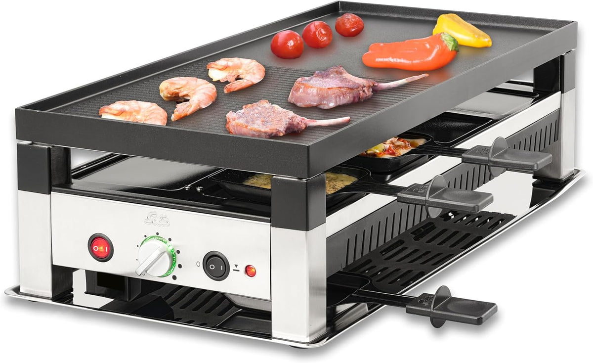 Solis Elektrogrill, 1400 W, Silber, 5 in 1 Table Grill 791 Raclette 8 Personen - Raclette +