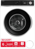 SHARP Waschmaschine, 6 kg, Weiss, ES-NFA612BW1NA-DE Slim- (, EEK A, 1200 U/min.), (Inverter Motor, Dampf, AquaStop)