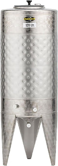 Speidel Gärbehälter, 120 Liter, 120 L, Silber, Edelstahl, Profi Lagerbehälter für Most, Wein, Saft, Gärfass Edelstahl