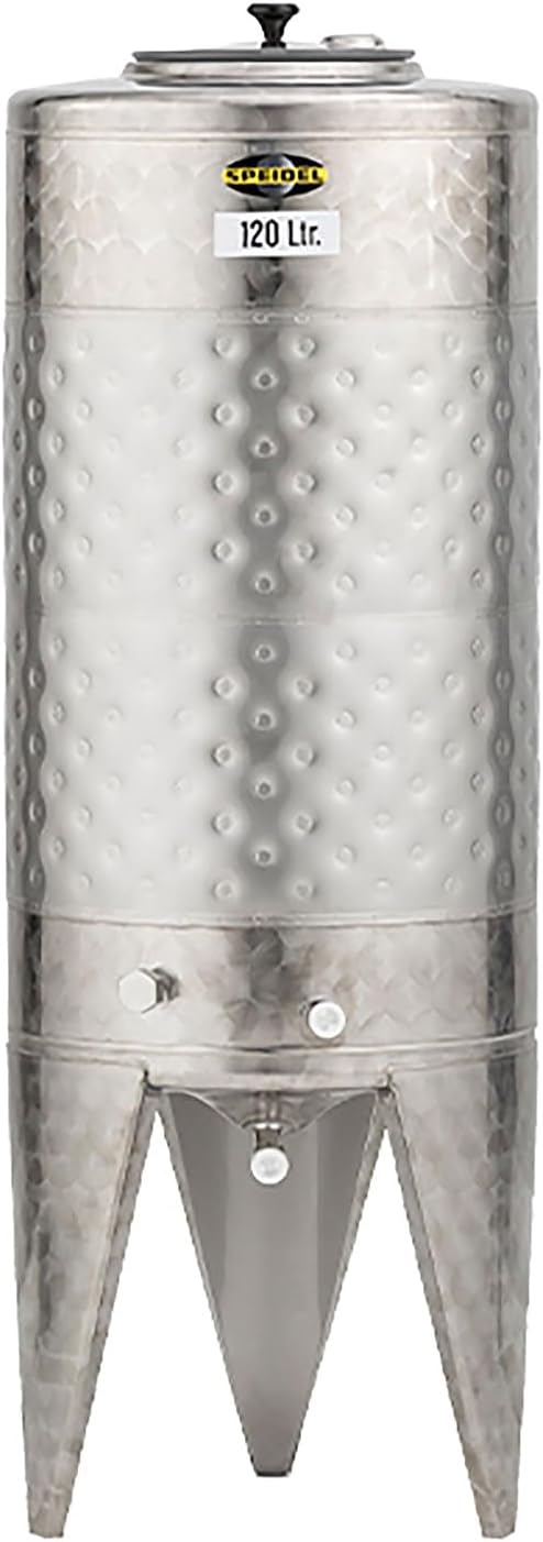 Speidel Gärbehälter, 120 Liter, 120 L, Silber, Edelstahl, Profi Lagerbehälter für Most, Wein, Saft, Gärfass Edelstahl