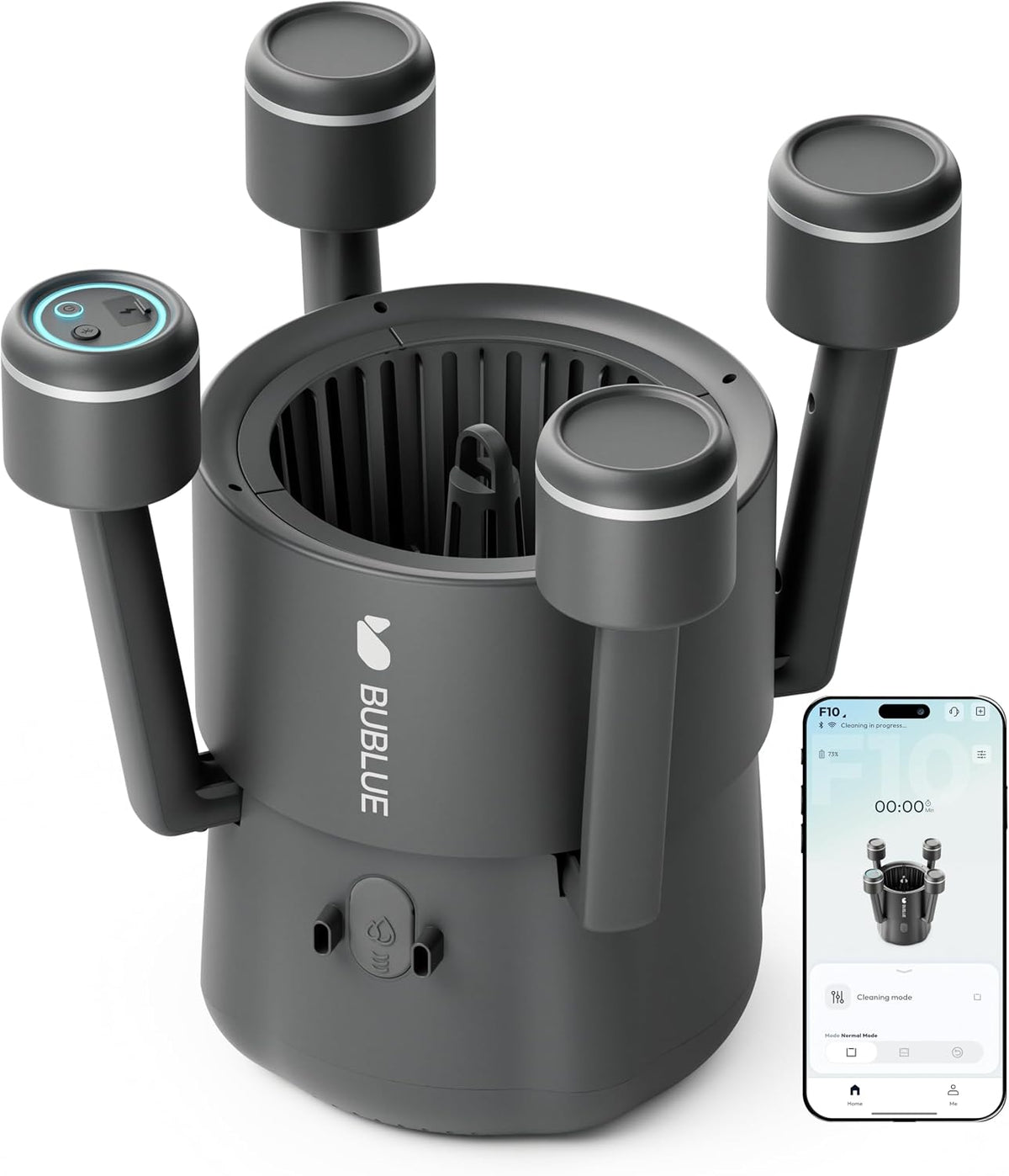 BUBLUE Poolroboter, Schwarz, BuVortex V5 Pool Skimmer Roboter, Akku mit App-Steuerung, 5-Liter-Filter, Zwei Reinigungsmodi
