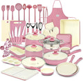 NutriChef Topf- & Pfannensets, Rosa, Topfset & Pfannenset, 54-teiliges Antihaft-Kochgeschirr Blush Pink, Inkl. Küchenutensilien