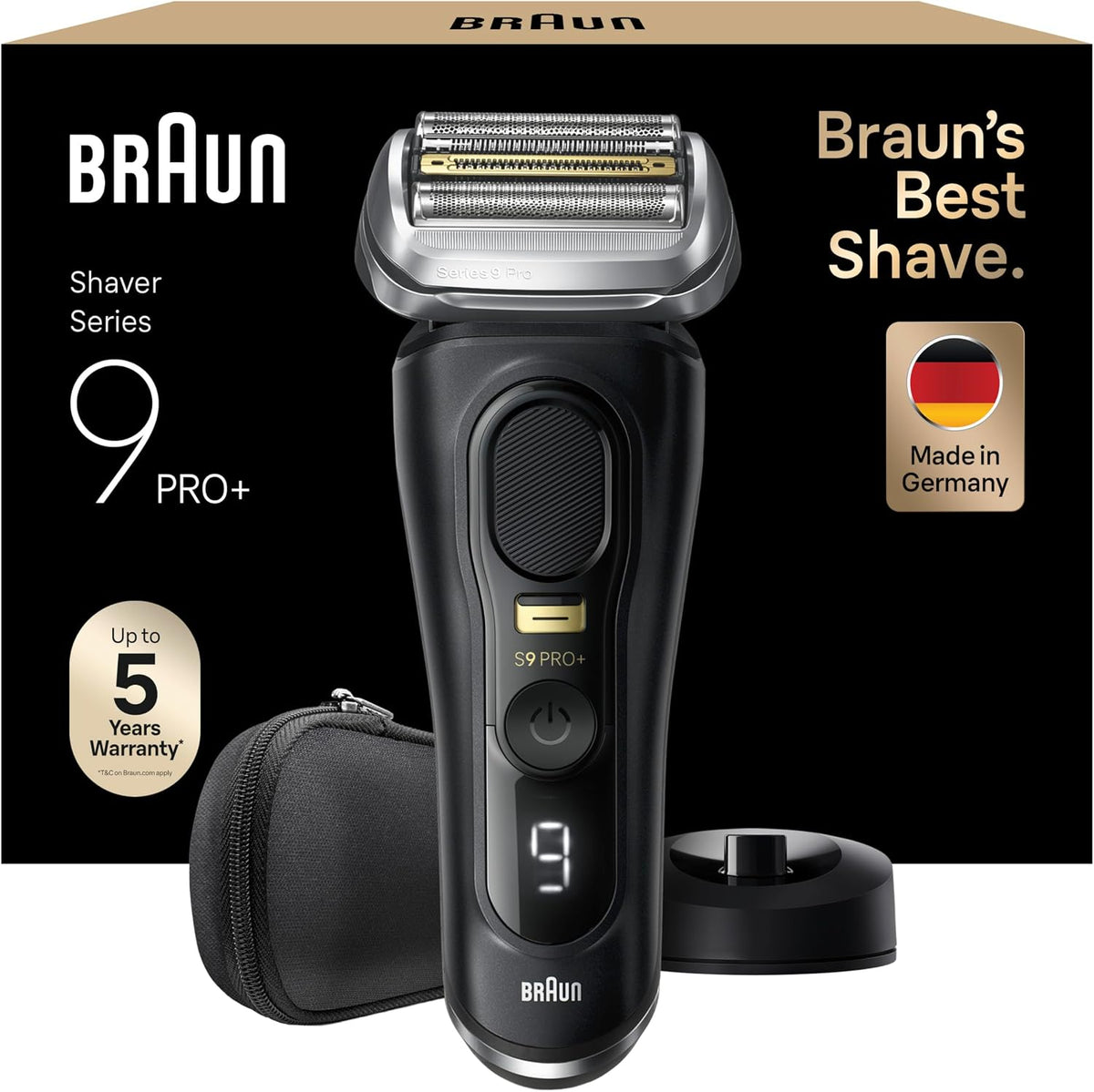 Braun Folienrasierer, Braun/Schwarz, Series 9 Pro+ Rasierer Herren Elektrisch, Elektrorasierer mit 5 Rasierelementen
