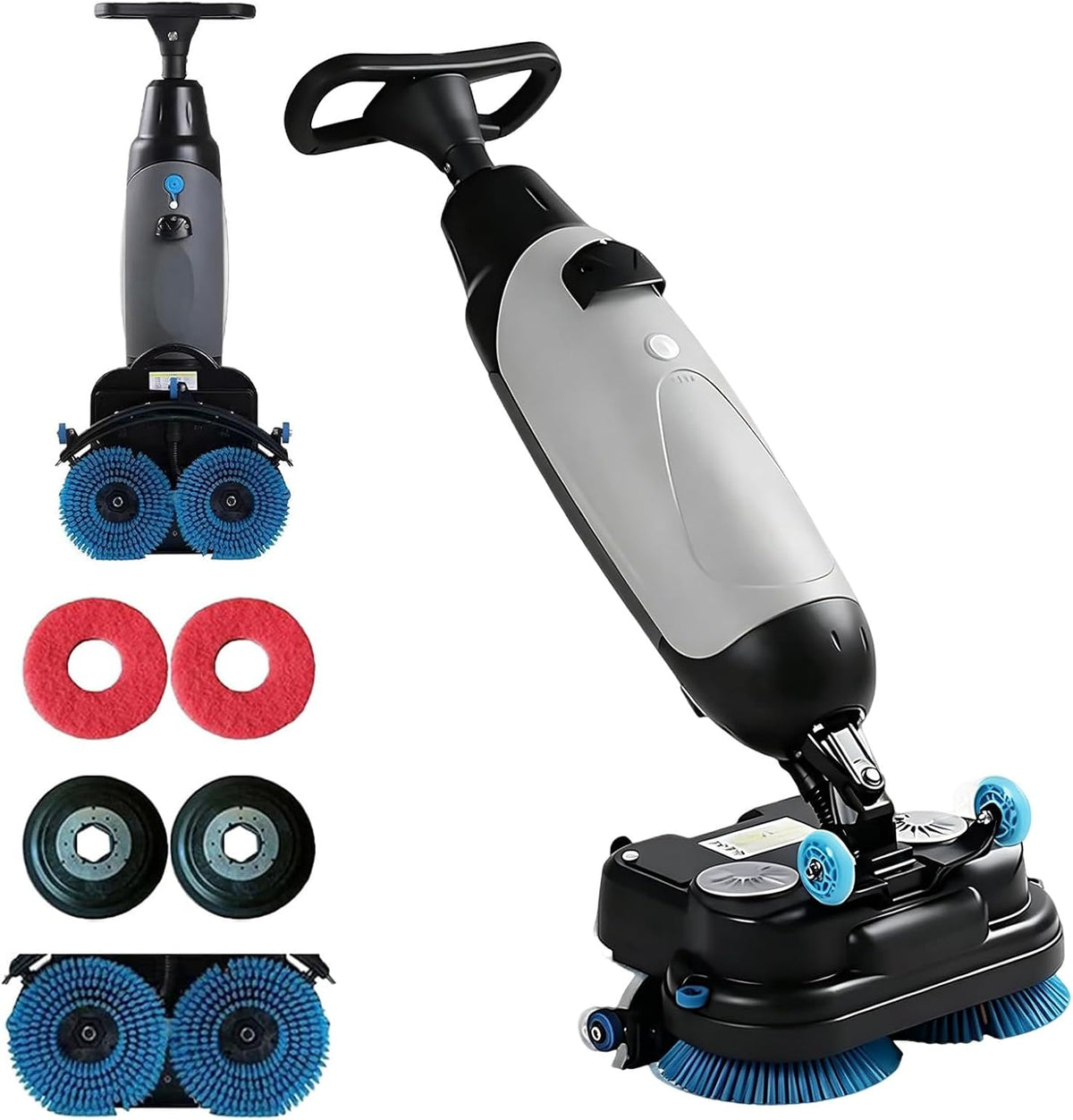 LURECAQING Bodenpoliermaschinen, 65–73 dB, 43 cm, 36 V, Grau, Gewerbliche Bodenreinigungsmaschine, Scheuersaugmaschine mit Doppelbürsten