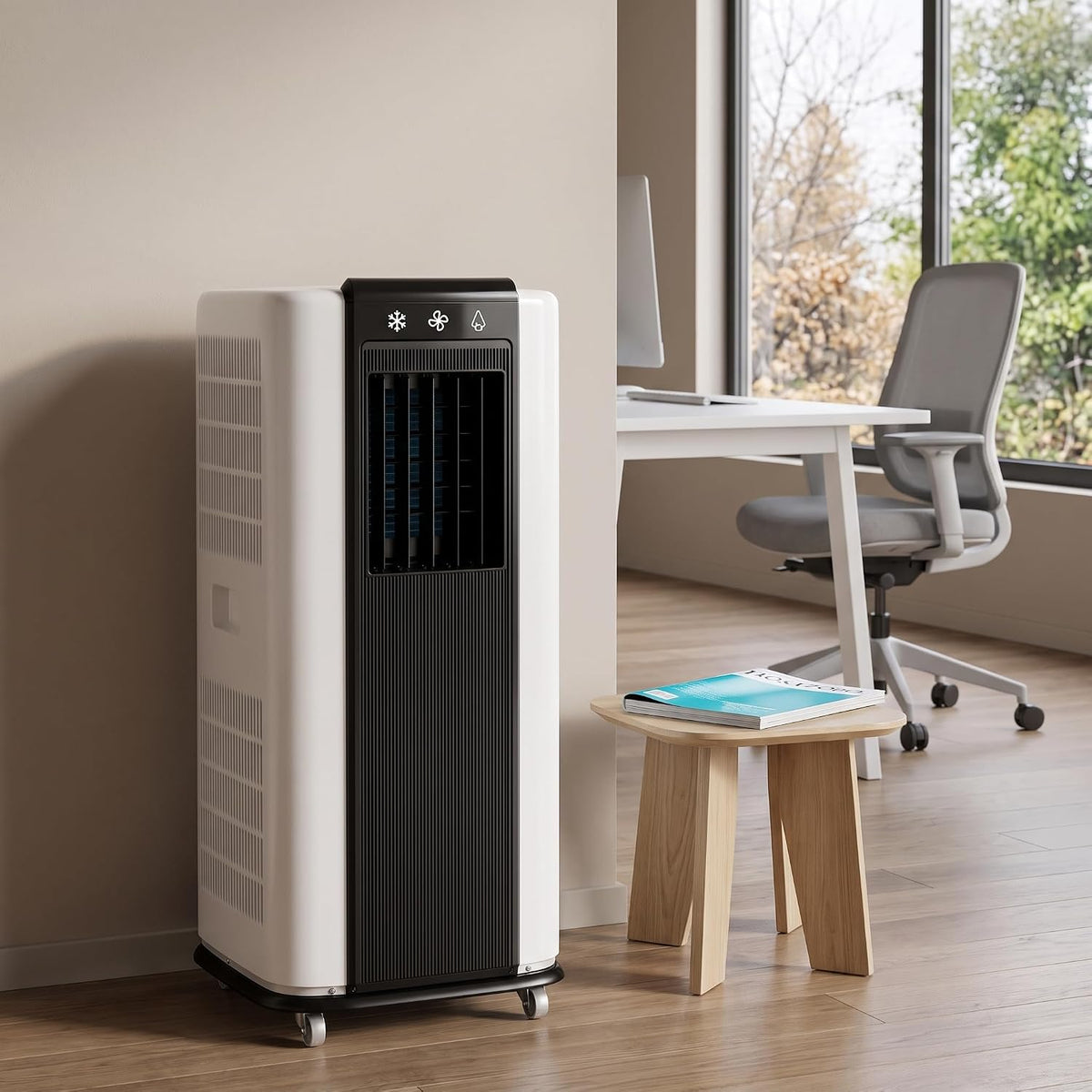 Mobiles Klimagerät, Weiss, Tragbare Klimaanlage 14000 BTU, Schnellkühlende AC-Einheit mit Smart Luftentfeuchter
