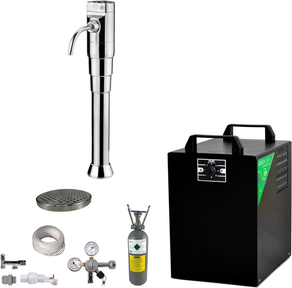 BieTal Kühler & Wasserspender, 25 Liter, Grau, Tafelwassergerät ® BT-25U Untertisch Wassersprudler für bis
