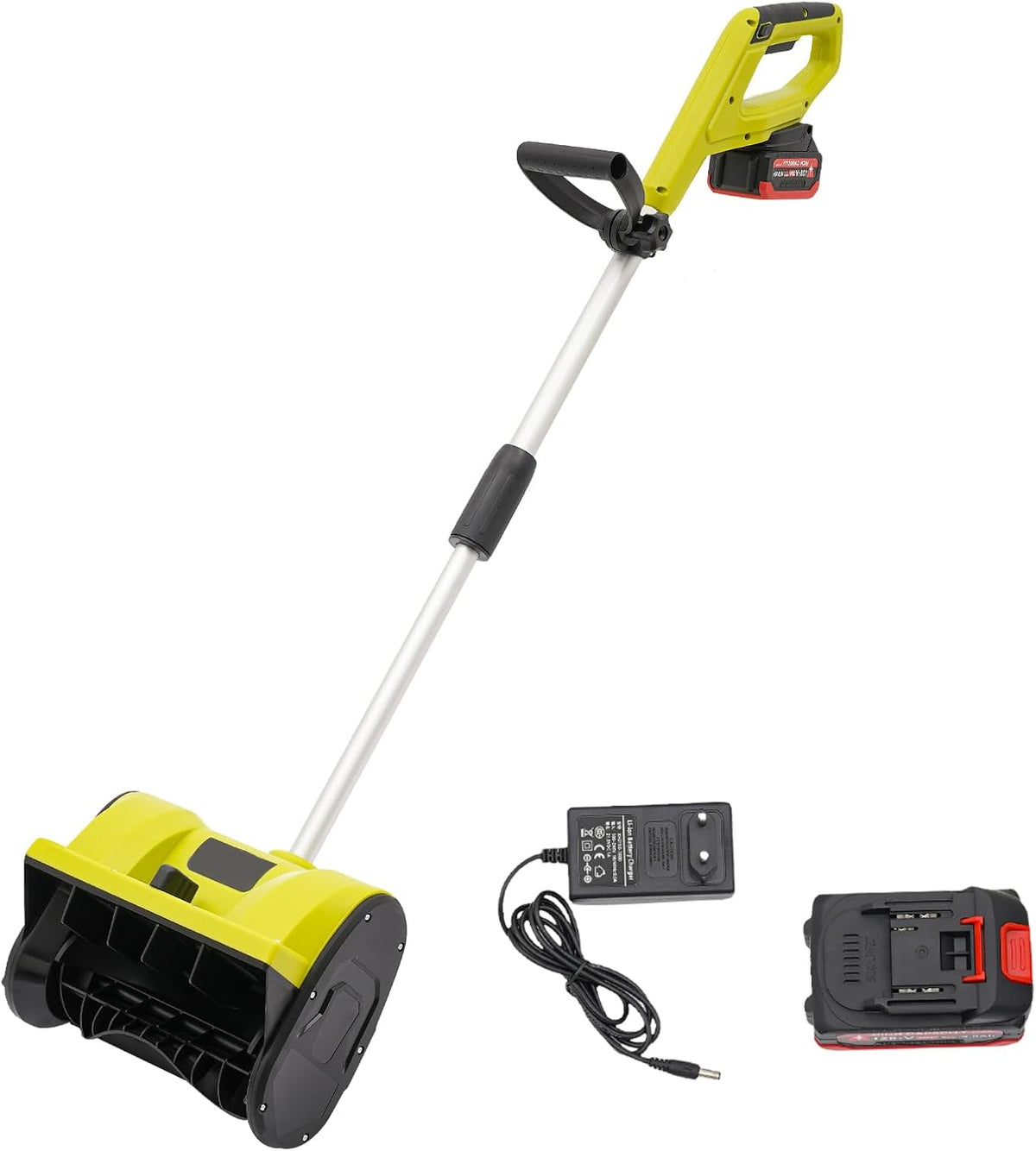KLOOLIVE Schneefräse, 1200 W, 60db, 32 cm, 16 cm, Kunststoff, Schwarz, Akku-, 2200r/mi Handheld Brushless, Elektrische mit Ladegerät und Li-Ionen-Akku