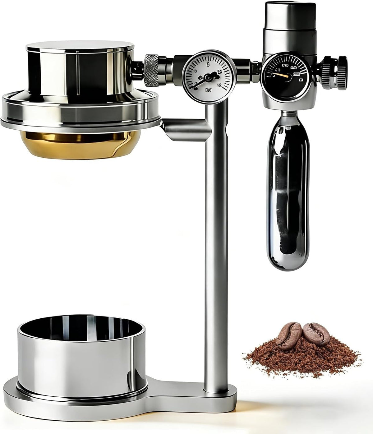 Pneumatische Kaffeemaschine, 9 Bar, Edelstahl., Schwarz, manueller Luftdruck, schnelle Extraktion für gewerbliche und private Brauen
