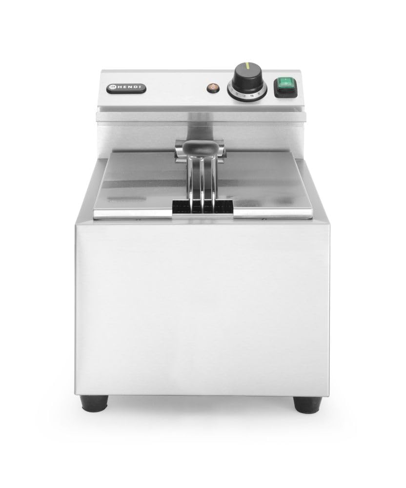 HENDI Heissluftfritteuse, 3500 W, 345 mm, 230 V, 8 L, Silber, Fritteuse Mastercook, Tischfriteuse, Sicherhetsthermostat