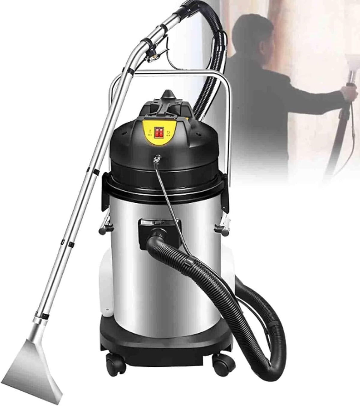 Sofa Oiyekntd, 80 L, Edelstahl, Kunststoff, EVA, Baumwolle, Schwarz, Gewerblicher Teppichreiniger mit Doppelwassertank