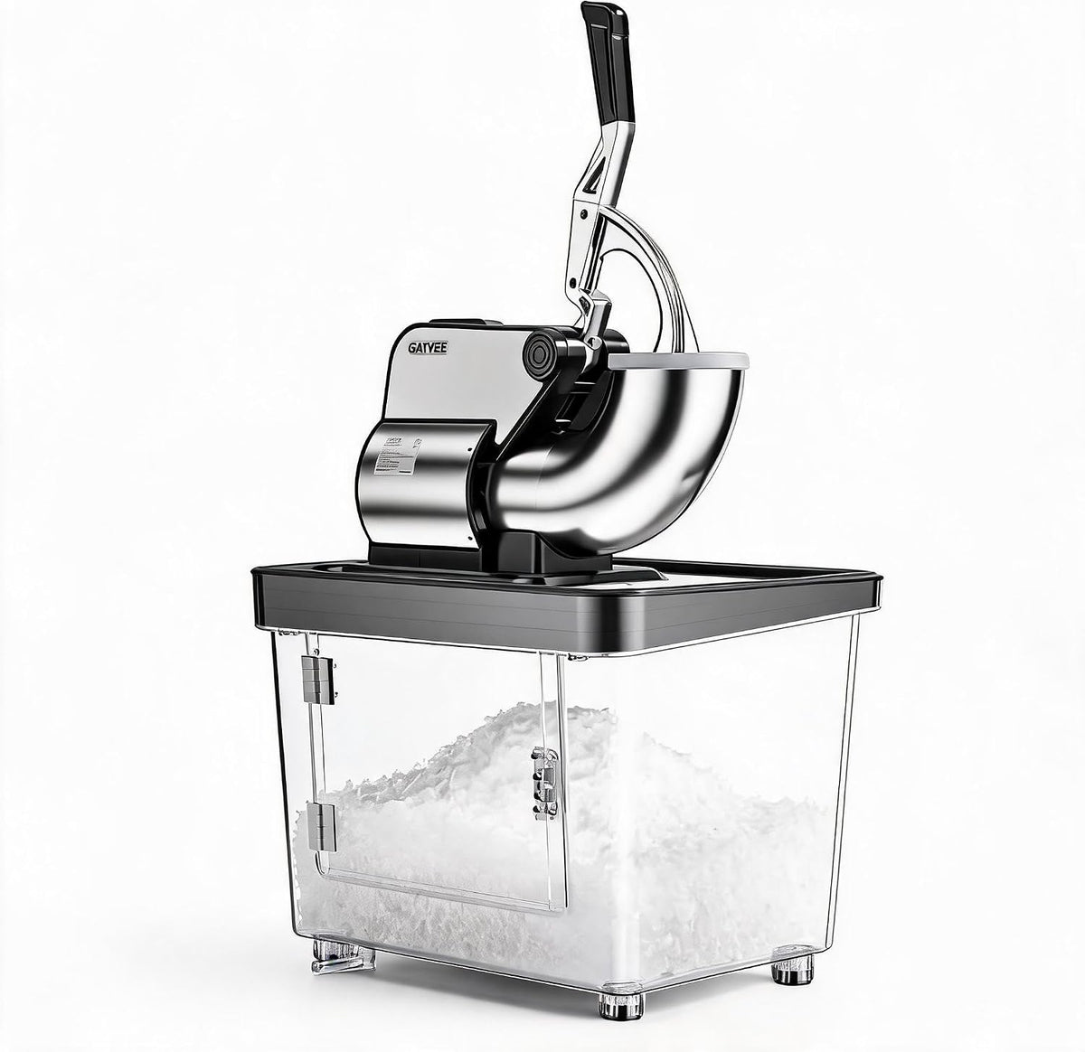 Garvee Eiswürfelmaschine, 300 kg, 300 W, 50 L, Silber, Professionelle Eiscrusher Maschine, Motor, doppelte Edelstahlklinge
