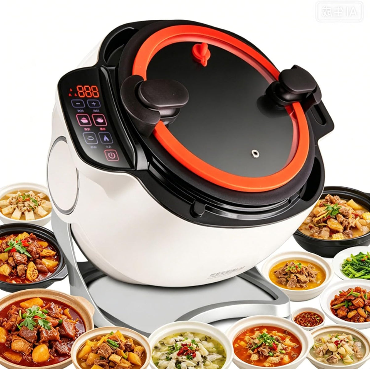 ErShangMao Universalzerkleinerer, 2000 W, 6 l, Transparent, Gewerbliche Küchenmaschine Mit, Automatischer Kocher
