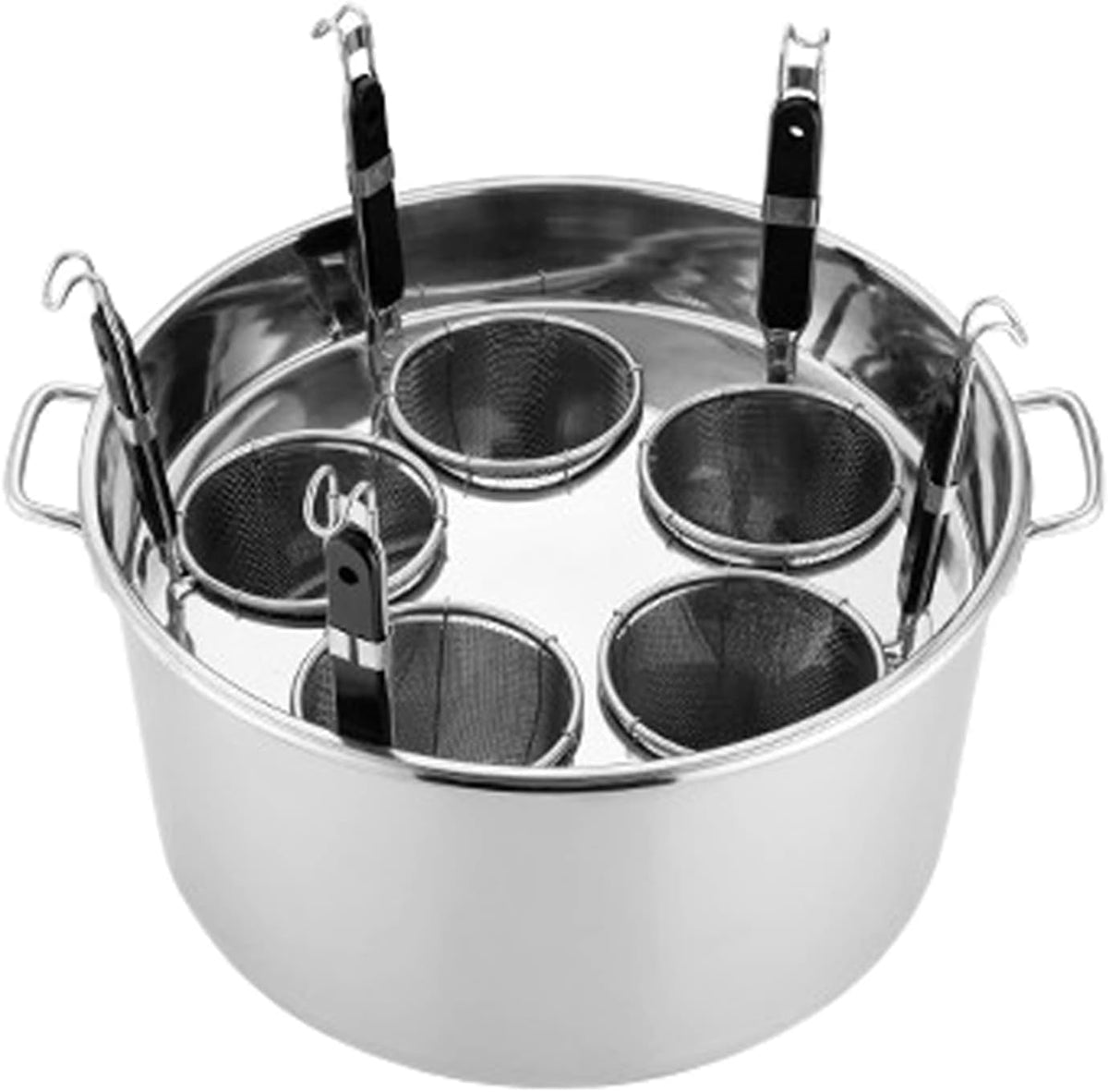 Pastatopf Kochfeld, Silber, Set mit 5 Einsätzen, Edelstahltopf mit 5 Siebeinsätzen für die heimische Küche