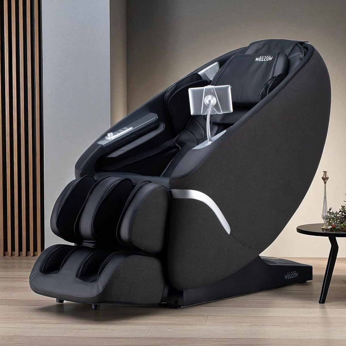 WELCON Audiogerät, Schwarz/Grau, MAXXCARE 4D Massagesessel elektrisch in Schwarz-Grau, Wärmefunktion, Zero Gravity