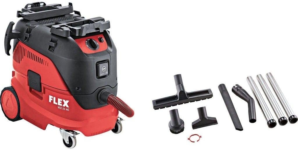 FLEX Staubsauger, 7,5 m, 33 L, 30 l, Mehrfarbig/Rot, VCE AC-Set Sicherheitssauger mit automatischer, Klasse L, 1200 Watt