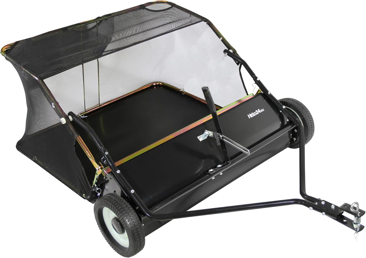 Helo Rasenmäher, 96 cm, Schwarz, Rasenkehrmaschine, Kehrmaschine für Rasentraktor, Rasenkehrer für Aufsitzmäher