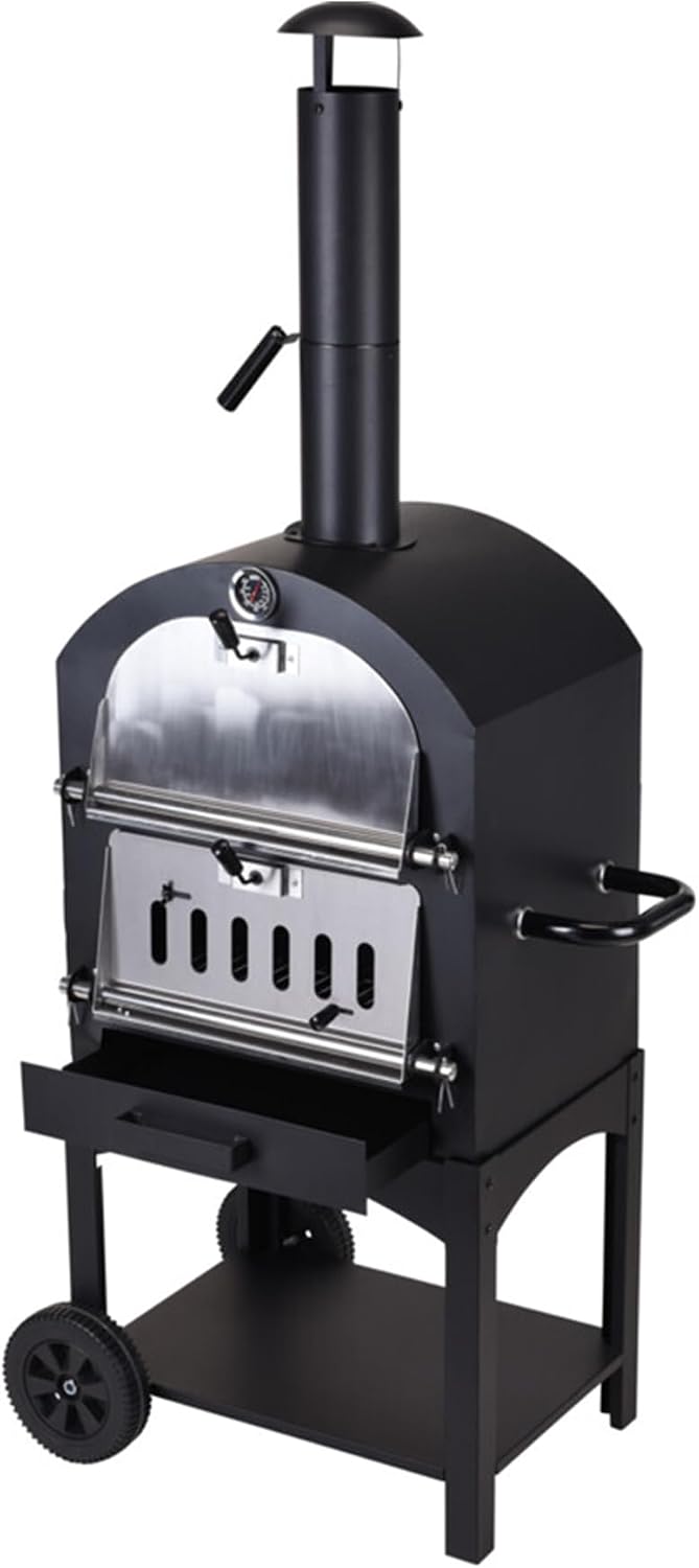 WELL HOME MOBILIARIO & DECORACIÓN Pizzaofen, 67 x 47,5 x 156 cm, Braun, für Holzkohlegrill mit Ste