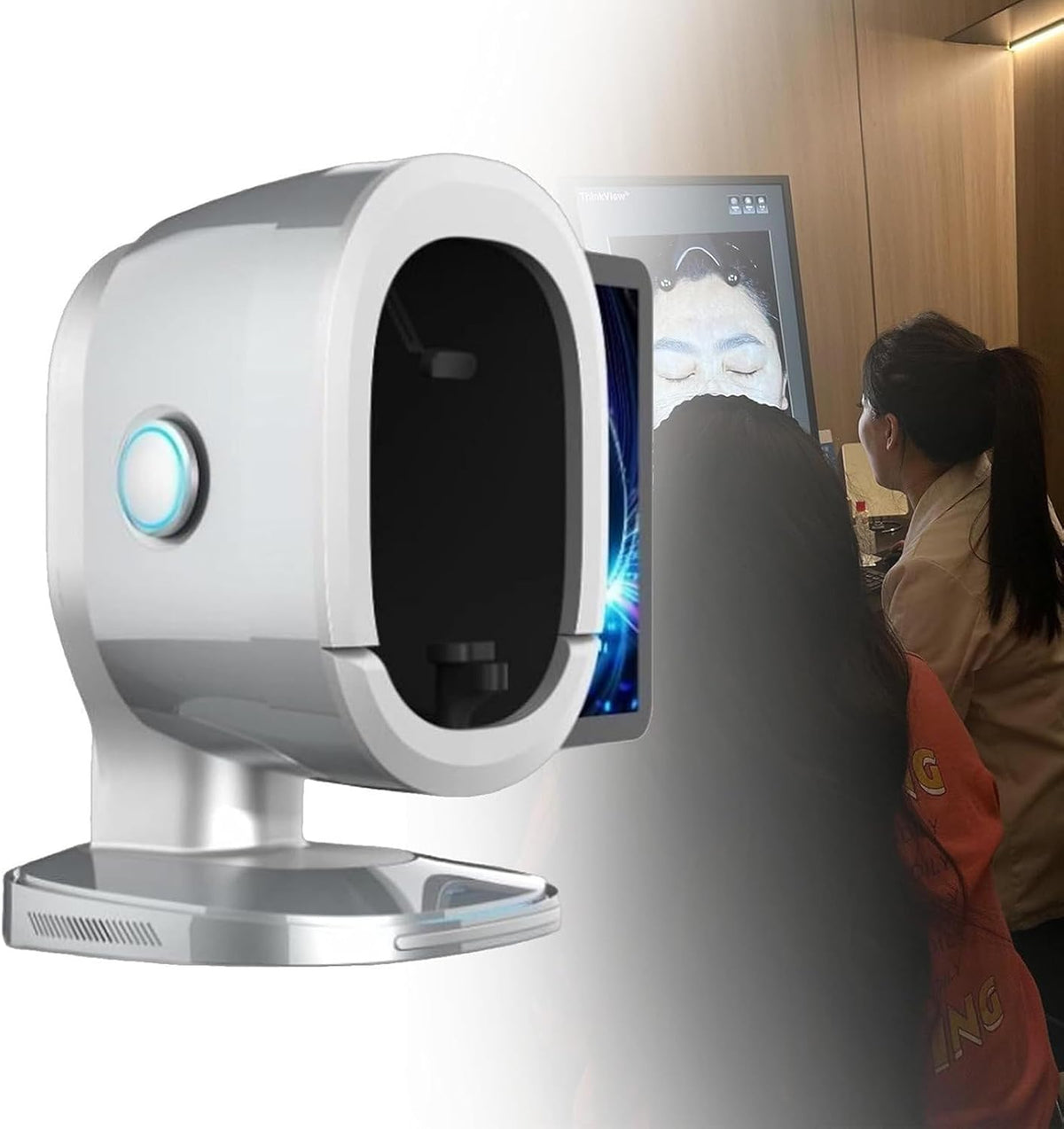 LSRFXF Toninggeräte, Schwarz, KI-Hautanalysegerät, Smart Gesichtshaut Analysegerät, 8-Spektral-Bildgebung, 6-Zoll-HD-Display